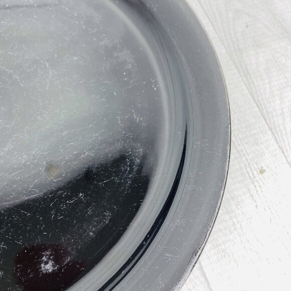 Mainstays STACKABLES BLACK Solid Oven Safe Stoneware Coupe Dinner Plates Set 4 - Picture 8 of 10